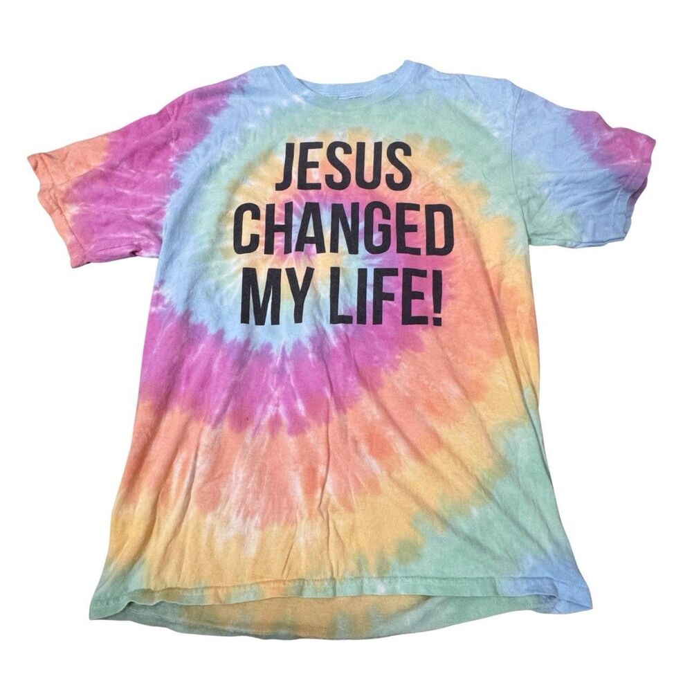 Retro 90s Indie Surf Skater Groovy Christian Streetwear Jesus Tie Dye T-Shirt M